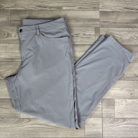 Lululemon Gray ABC Classic Fit 5 Pocket Stretch Warpstreme Pants sz 38 x 33 - Picture 1 of 7